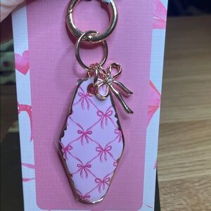 Pink Bow Keychain/Bag Charm with Gold Accents NWT